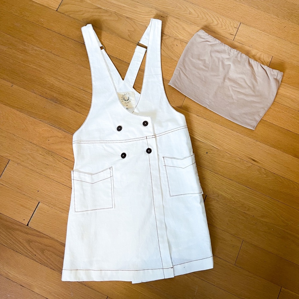 White Denim Overall Dress Size: M
